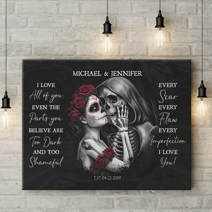 I Choose You - Personalized Custom Sugar Skull Couple Canvas / Poster