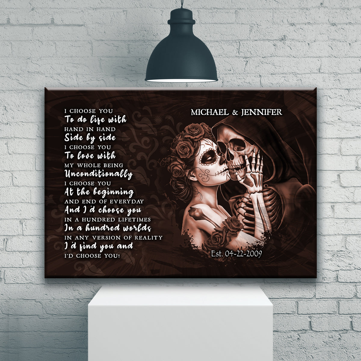 I Choose You - Personalized Custom Sugar Skull Couple Canvas / Poster