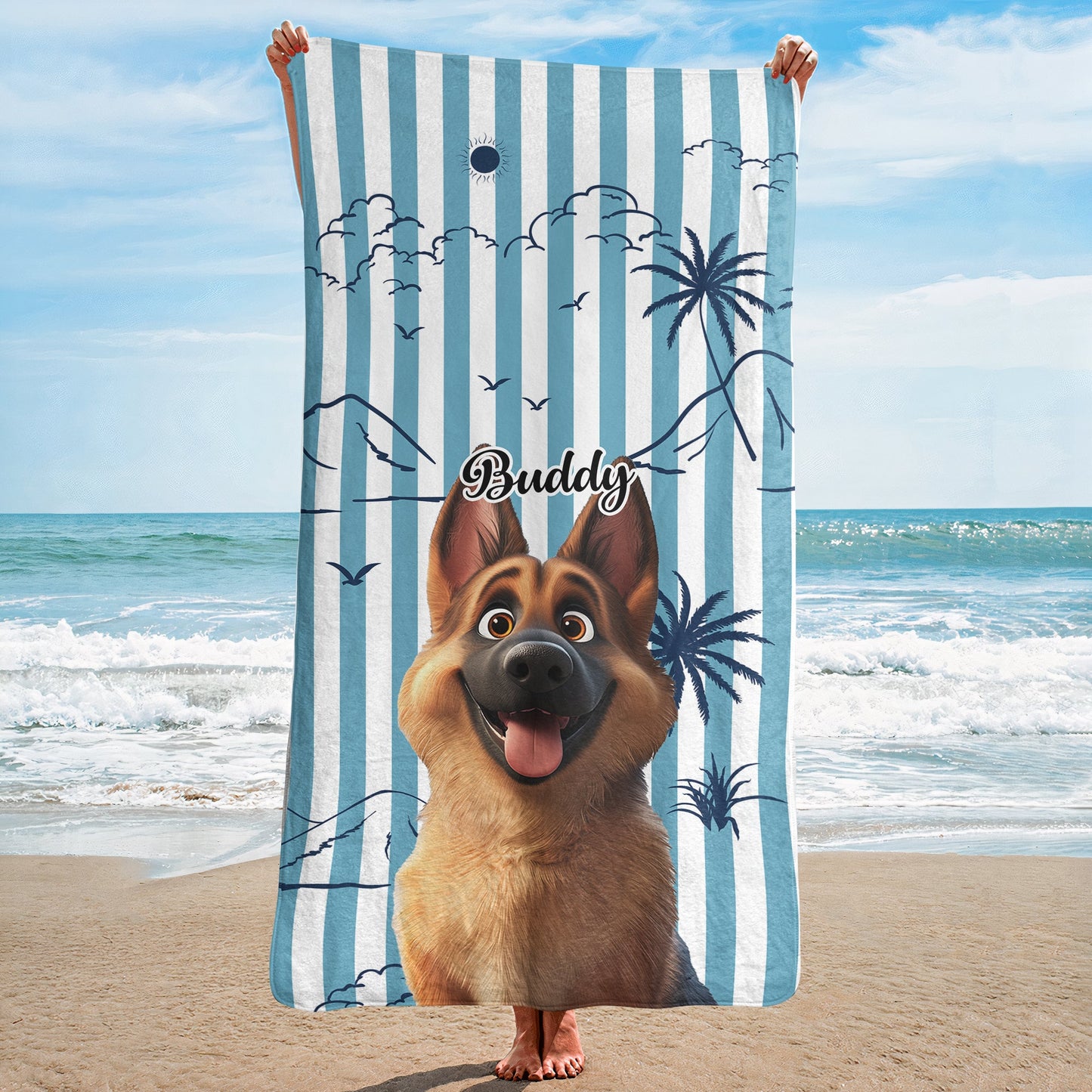 Summer With Dog- Personalized Beach Towel