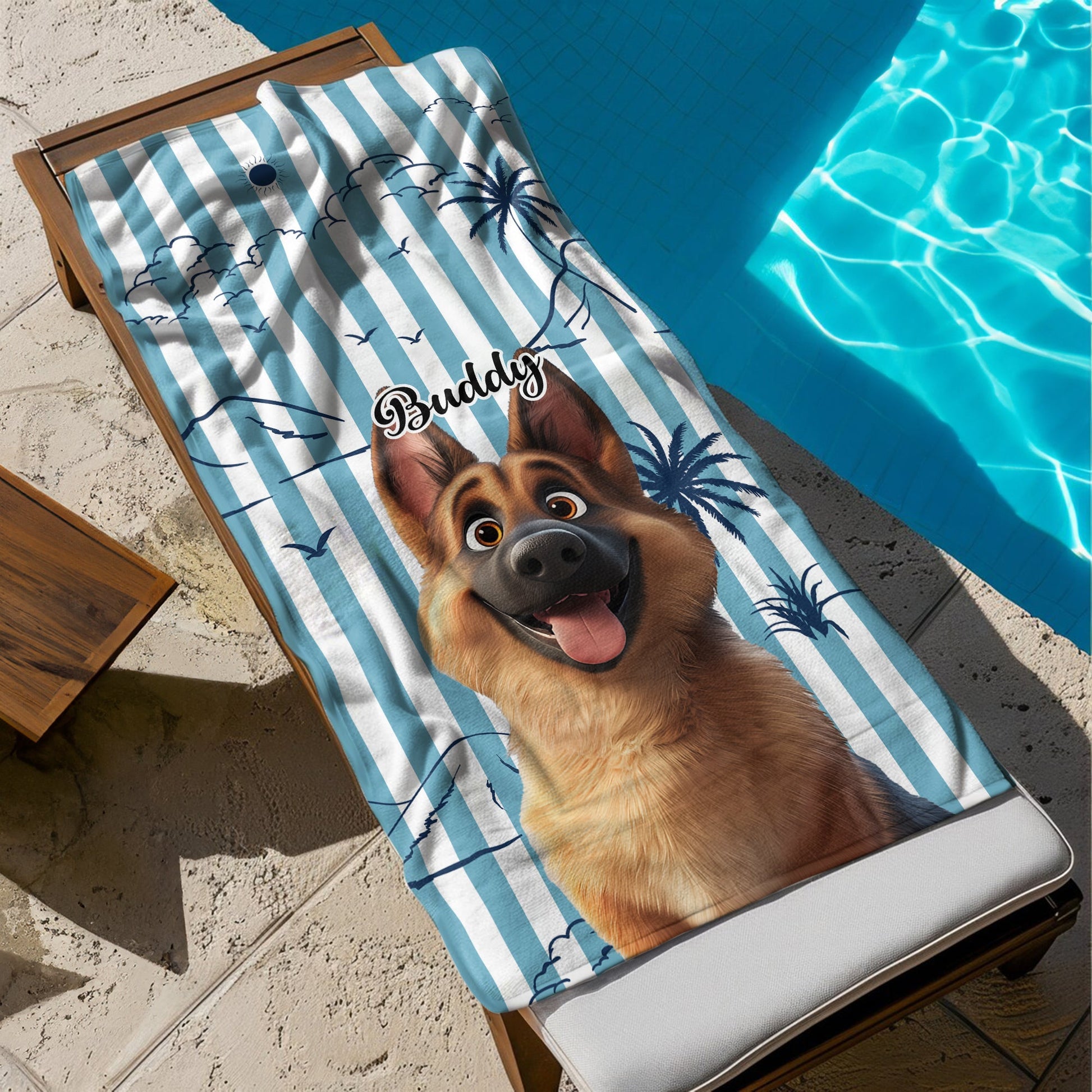 Summer With Dog- Personalized Beach Towel