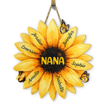 Gift For Mother,Gift For Grandma,Happy - Sunflower Mom Grandma Sign - Personalized Custom Shaped Wood Sign