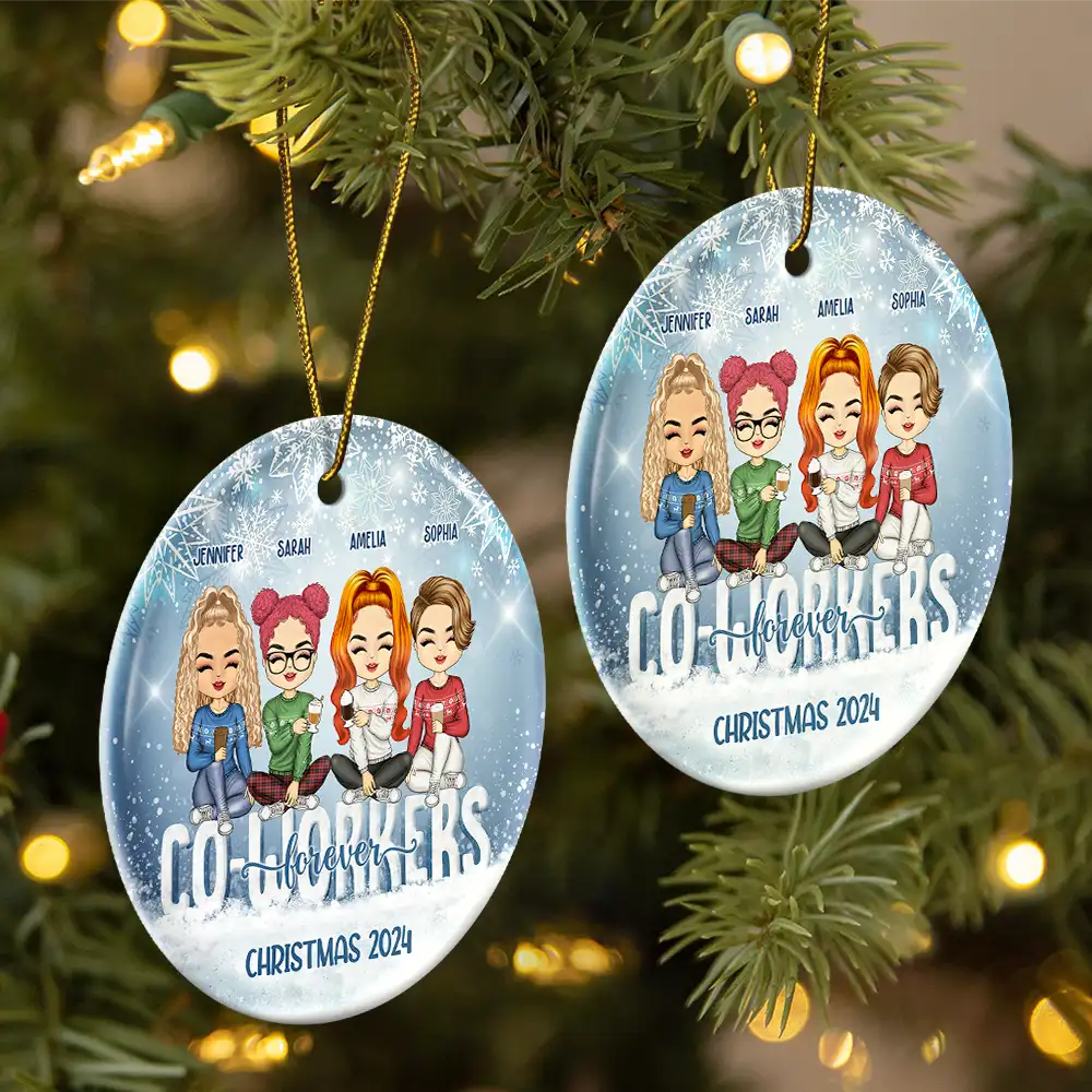 Best Team Forever - Christmas Gift For Colleagues And Best Friends - Personalized Custom Circle Ceramic Ornament