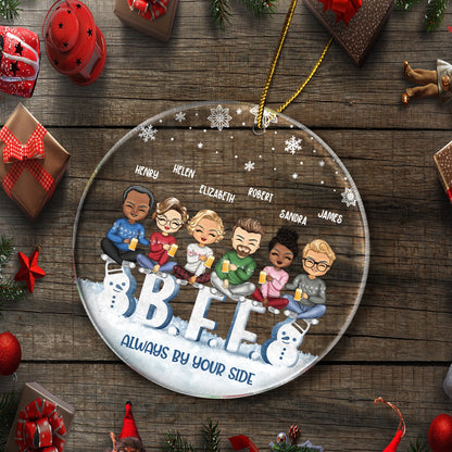 Besties Forever - Christmas Gift For Best Friends And Sisters - Personalized Custom Circle Acrylic Ornament