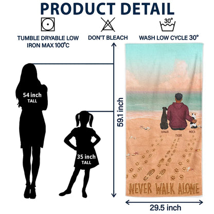 ‘Never Walk Alone’ Personalized Beach Towel for Dog Lovers & Pet Parents