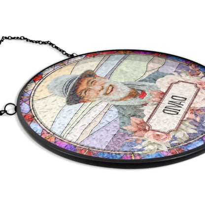 Custom In Loving Dog Cat Photo Memory Gift - Personalized Stained Glass Window Hanging Suncatcher