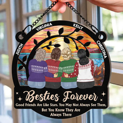 Gift For Bestie - Limitless Laugh Countless Memories Endless Friendship Besties - Personalized Window Hanging Suncatcher Ornament