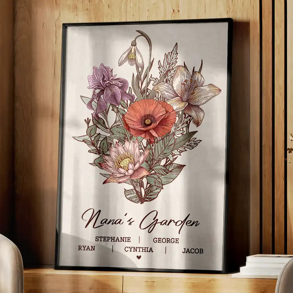 Grandma's Garden - Personalized Family Birth Flower Poster / Canvas