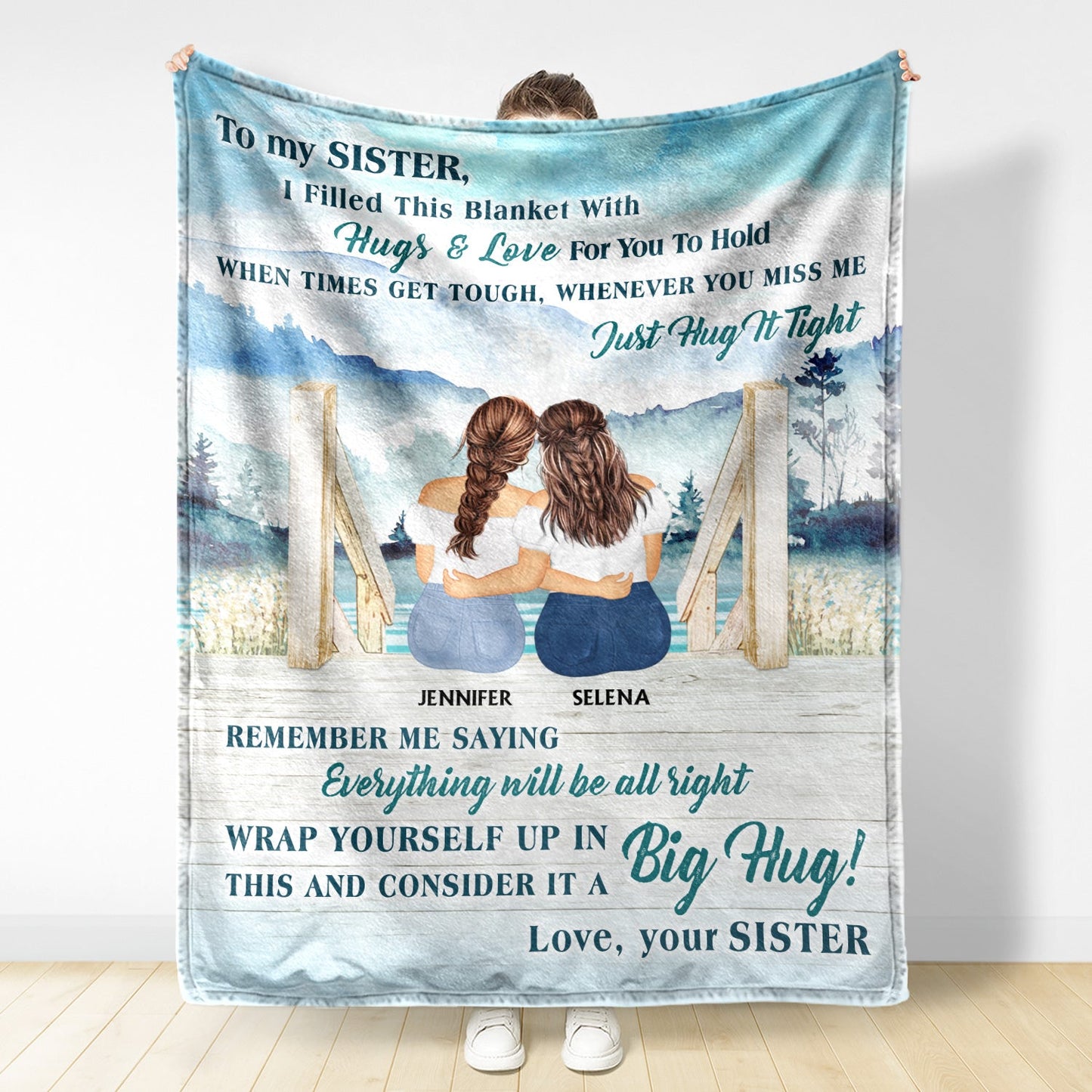 Lake Filled This Blanket With Hugs And Love - Gift For Sisters - Personalized Custom Fleece Blanket