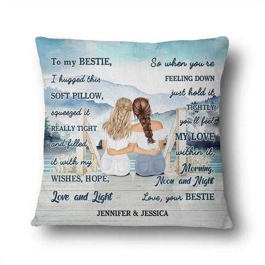 “Calm Lake, Cozy Hugs” - Personalized Bestie Pillow