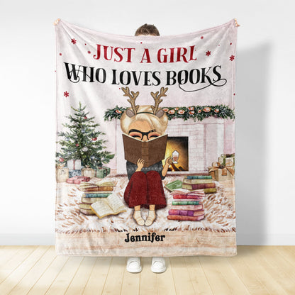 Personalized 'Just A Girl Who Loves Books' Blanket - Custom Christmas Gift