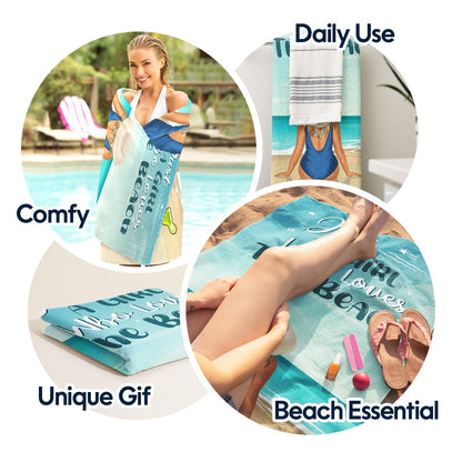 Personalized Beach Towel: 'Ocean Air Salty Hair, Not A Care' Custom Gift