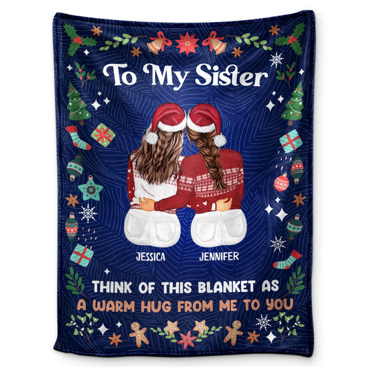 Personalized “A Warm Hug From Me” Fleece Blanket  - Gift for Sister, Best Friend
