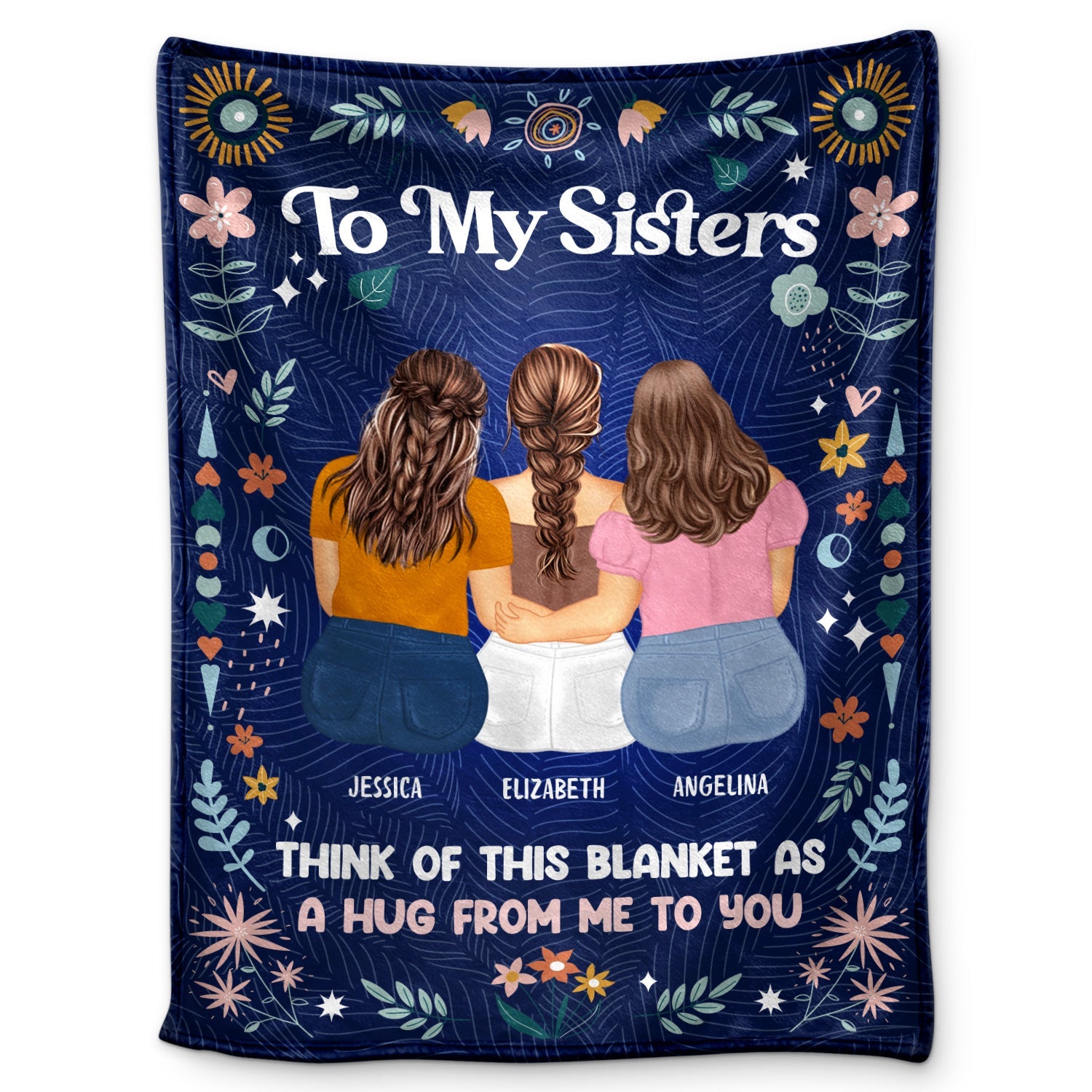 Personalized Sister Blanket: 'A Hug From Me To You' Custom Fleece Gift