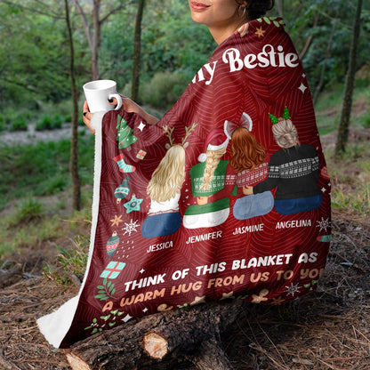 Personalized Fleece Blanket - A Warm Hug From Me To You  - Gift for Sisters & Best Friends