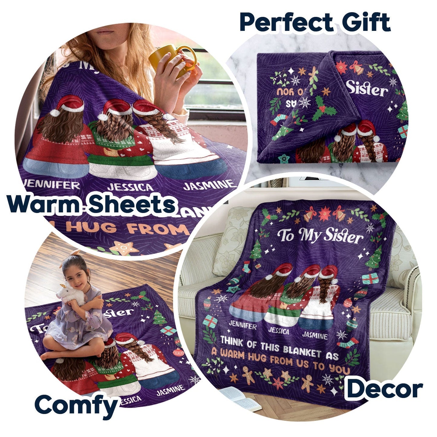 Personalized Fleece Blanket - A Warm Hug From Me To You  - Gift for Sisters & Best Friends