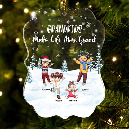 Christmas Grankids Make Life More Grand - Gift For Grandparents - Personalized Custom Shaped Acrylic Ornament