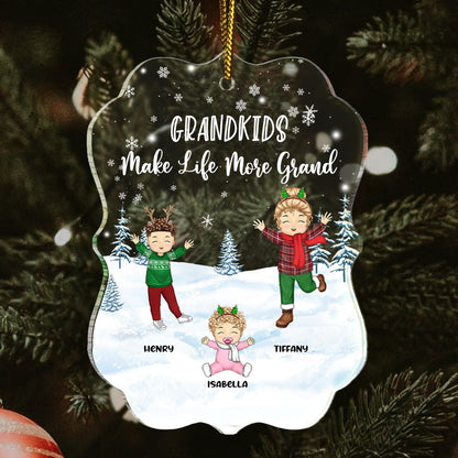 Christmas Grankids Make Life More Grand - Gift For Grandparents - Personalized Custom Shaped Acrylic Ornament