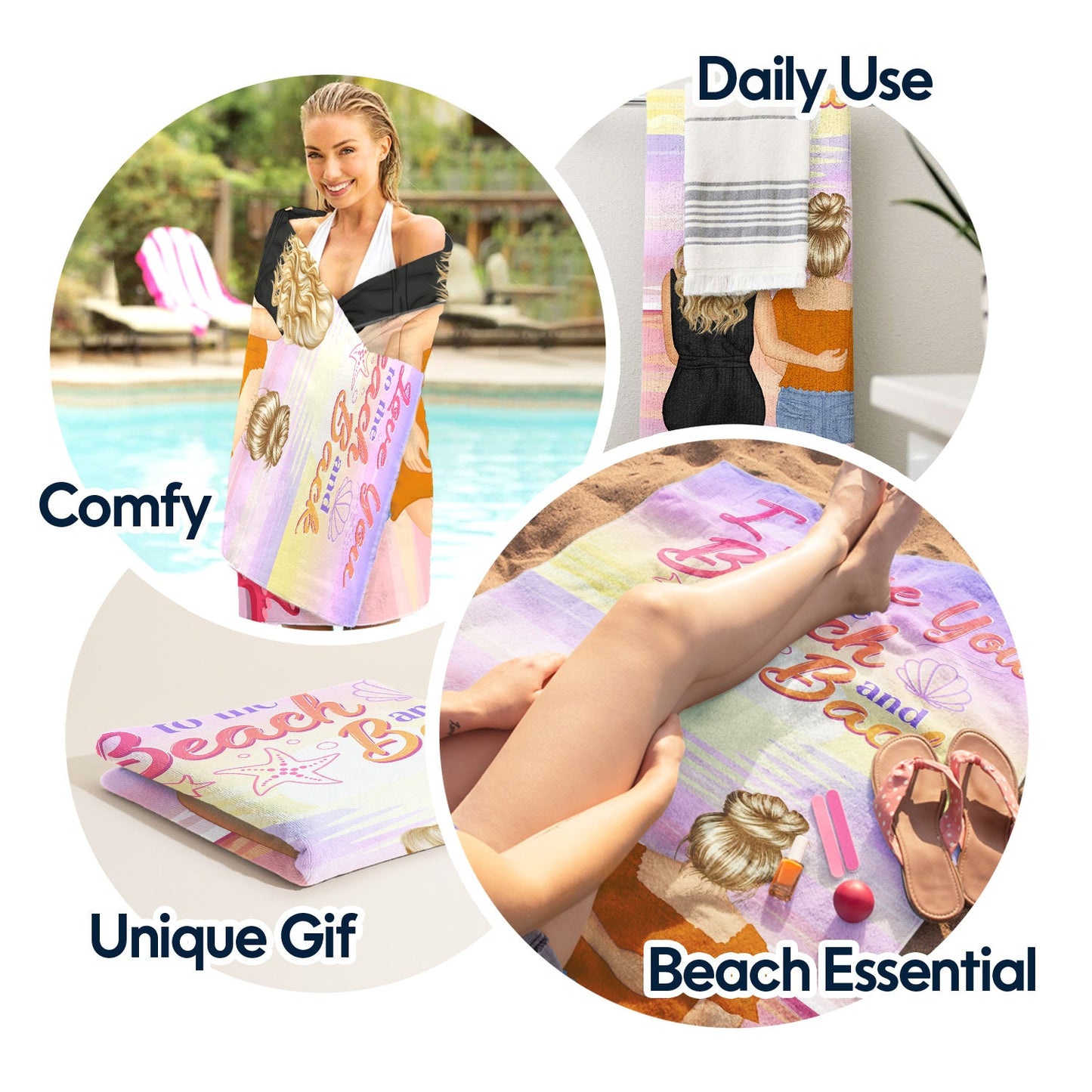Custom 'I Love You to the Beach and Back' Mom Daughter Beach Towel