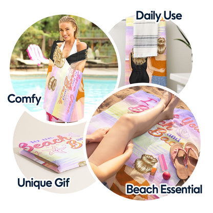 Custom 'I Love You to the Beach and Back' Mom Daughter Beach Towel