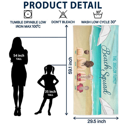 Personalized 'Beach Squad' Family Beach Towel - Custom Summer Gift