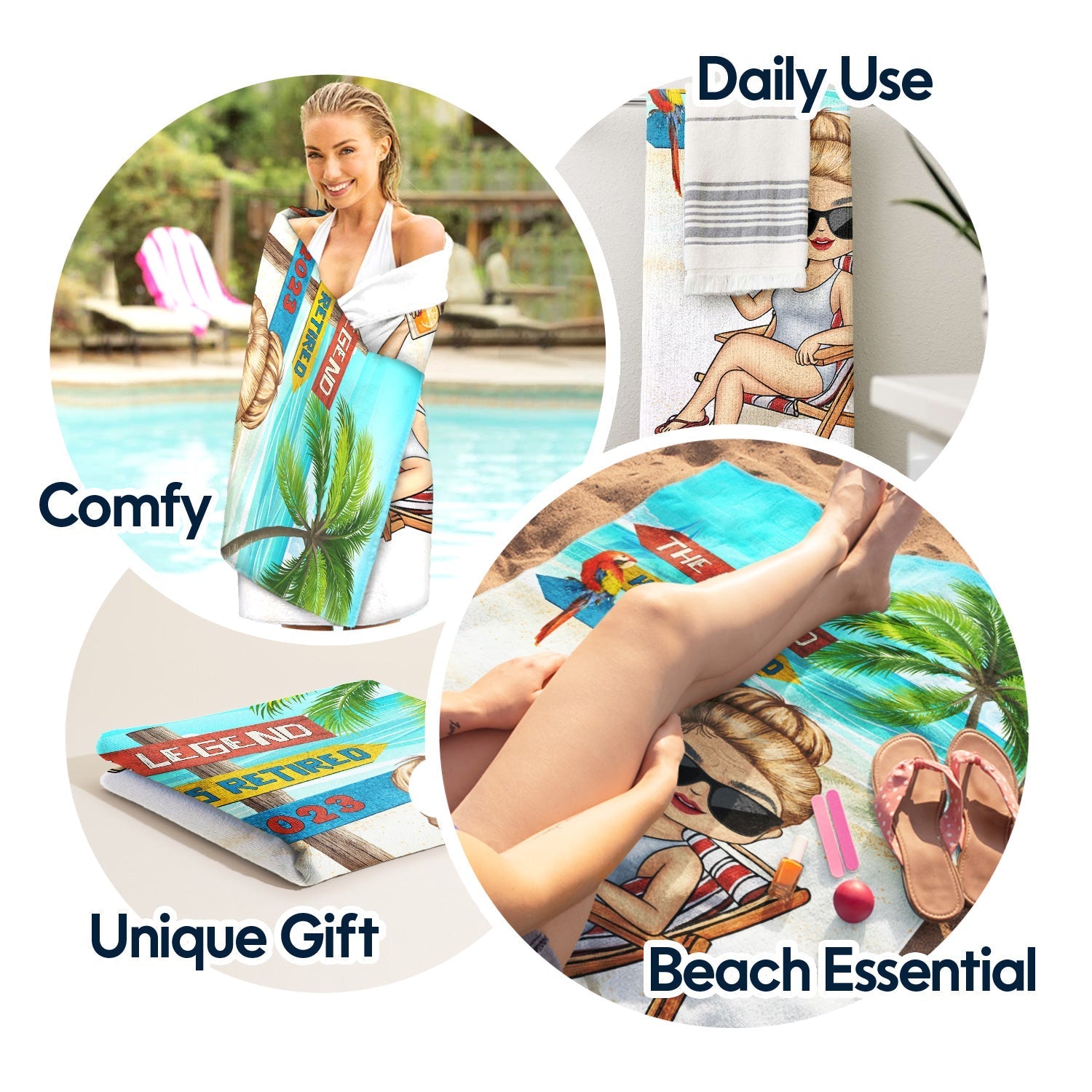 The Legend Has Retired - Personalized Beach Towel