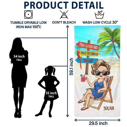 The Legend Has Retired - Personalized Beach Towel