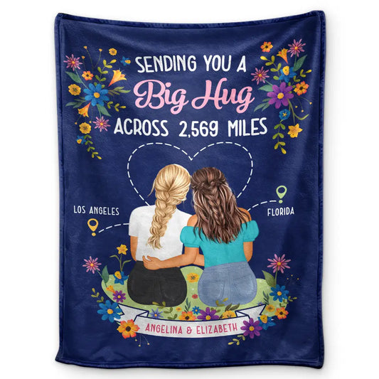 Personalized 'Big Hug Across Miles' Blanket for Long Distance Gifts Friends