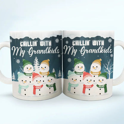 Chillin' With My Grandkids - Personalized White Edge-to-Edge Mug