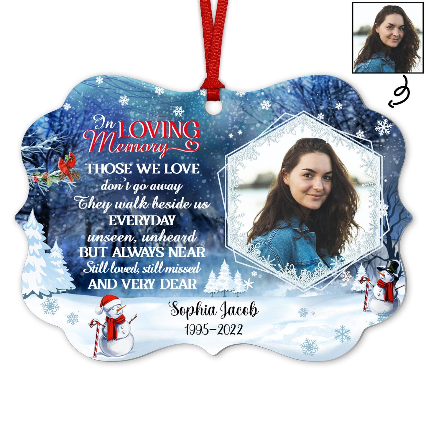 Custom Photo In Loving Memory Those We Love Don't Go Away - Memorial Gift For Family - Personalized Custom Aluminum Ornament