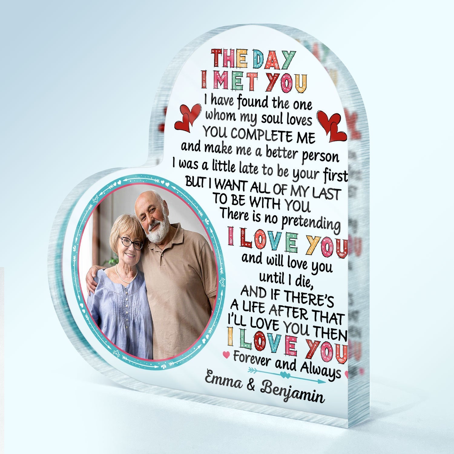 The Day I Met You I Found My Husband/Wife - Personalized Custom Photo Heart Acrylic Plaque