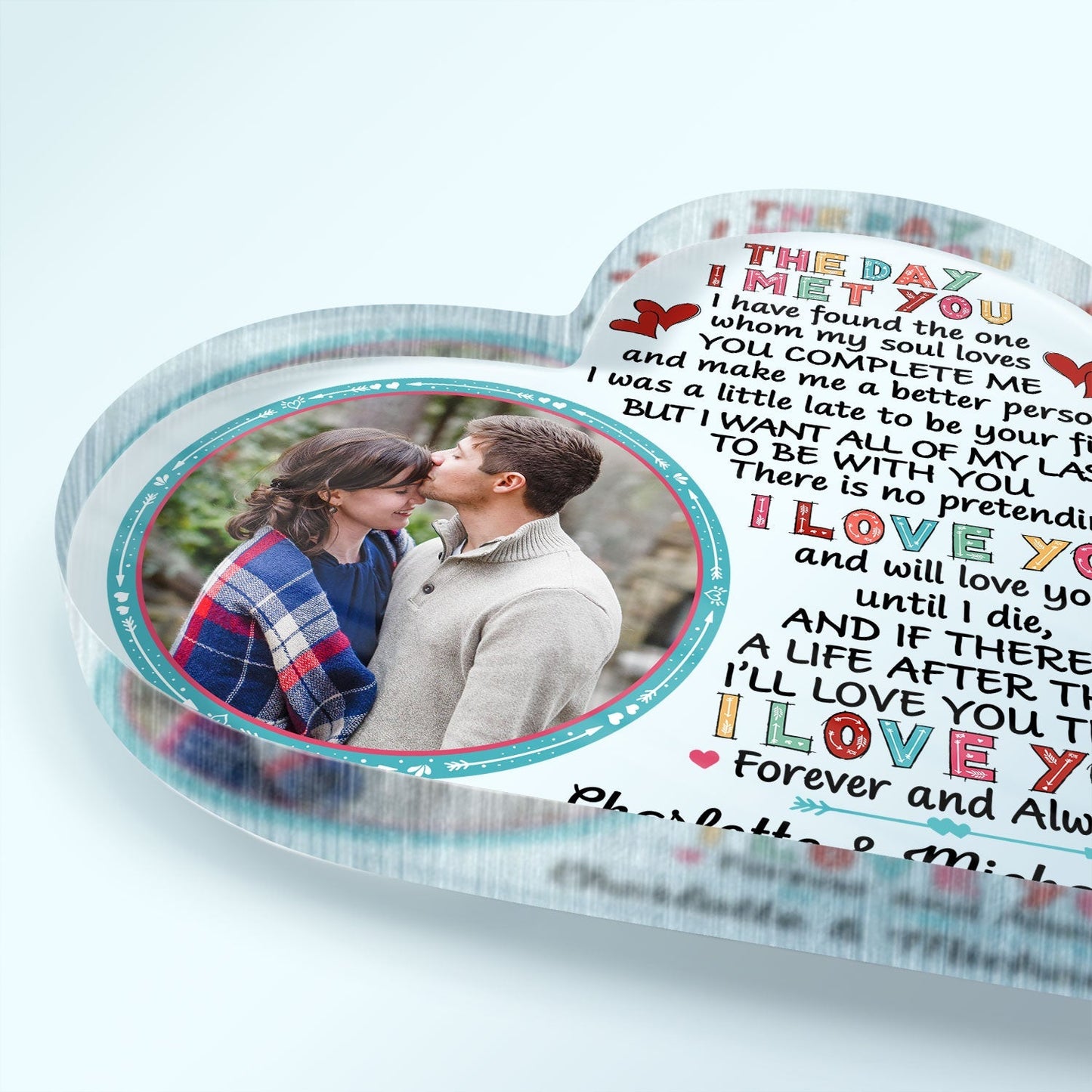 The Day I Met You I Found My Husband/Wife - Personalized Custom Photo Heart Acrylic Plaque