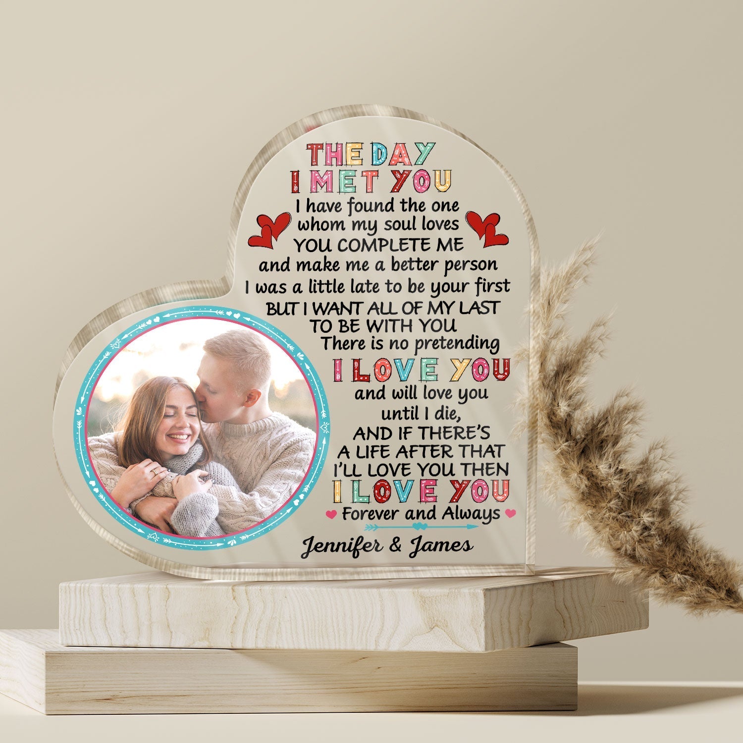 The Day I Met You I Found My Husband/Wife - Personalized Custom Photo Heart Acrylic Plaque