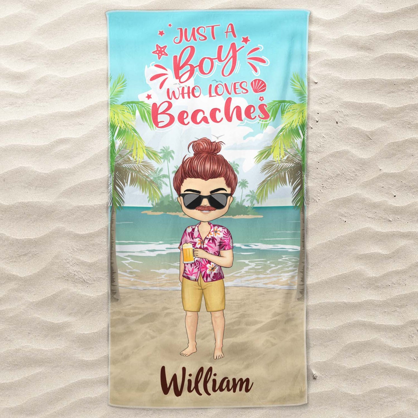 Personalized "Salty Lil' Beach" Chibi Beach Towel - Custom Summer Gift