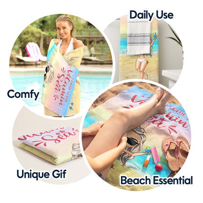 Personalized "Salty Lil' Beach" Chibi Beach Towel - Custom Summer Gift