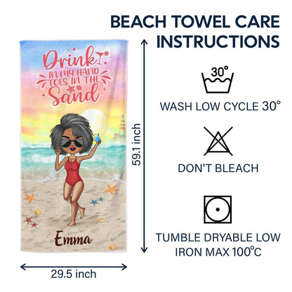 Personalized "Salty Lil' Beach" Chibi Beach Towel - Custom Summer Gift