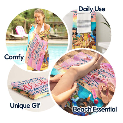 Personalized Beaches Booze Besties Beach Towel - Custom Funny Birthday Gift for BFF