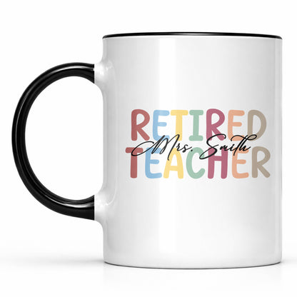 Retired Teacher Nutrition Facts Personalized Mug - Custom Name Retirement Gift for Teachers