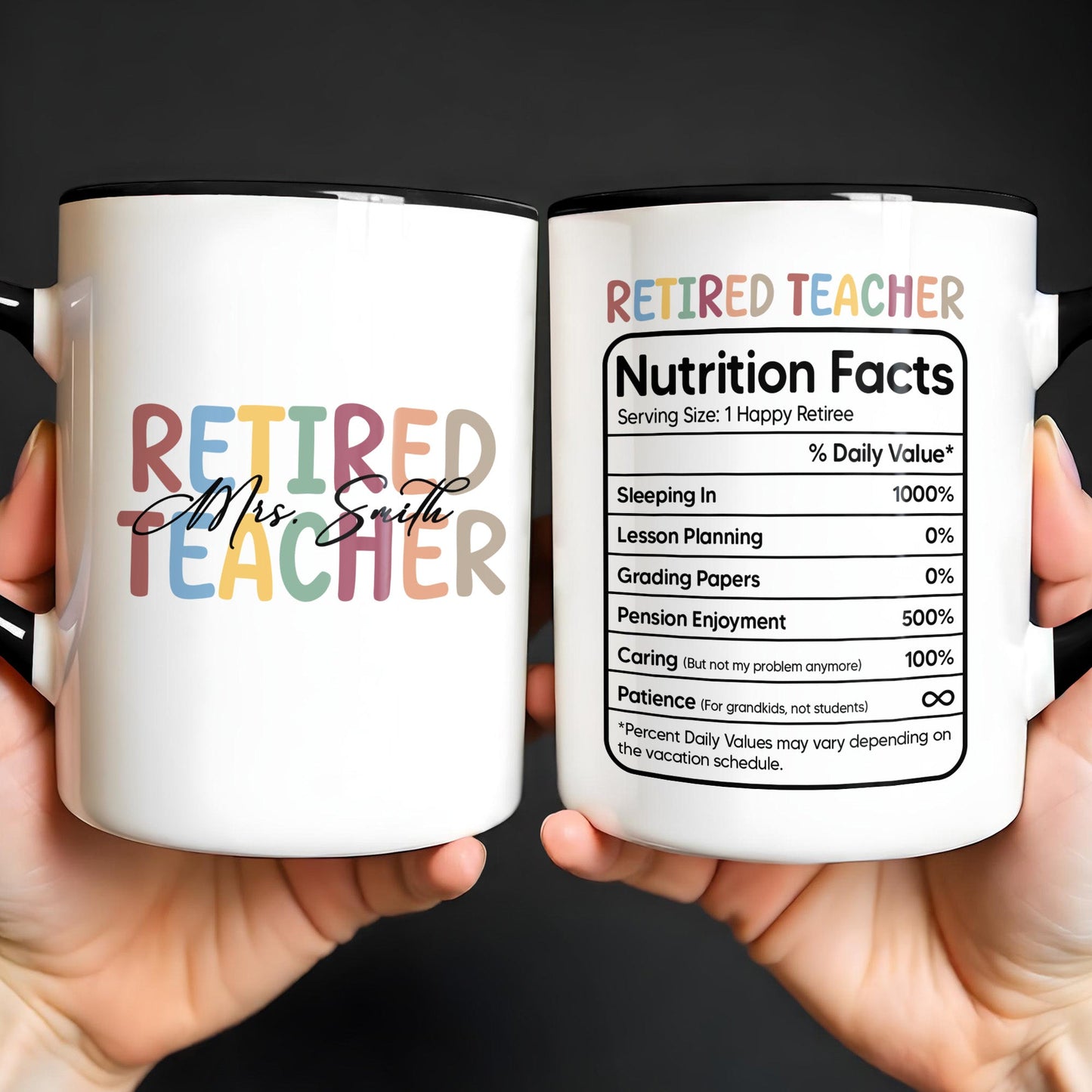 Personalized Retired Teacher Mug personalization view for Teacher