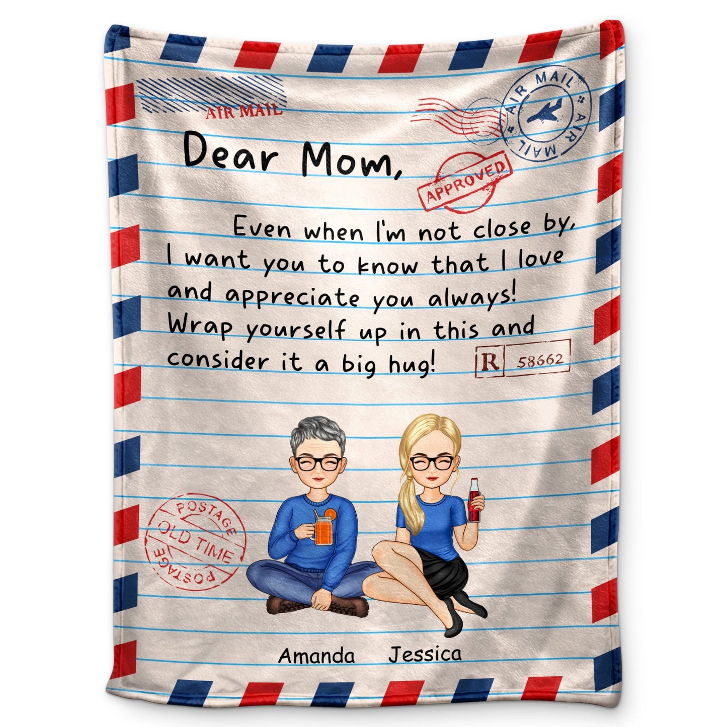 Personalized "Big Hug" Letter Blanket for Mom - Long Distance Gifts Gift