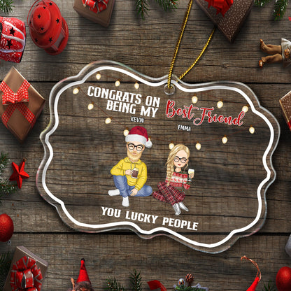 Christmas Congrats On Being My Bestie - Gift For Bestie - Personalized Medallion Acrylic Ornament