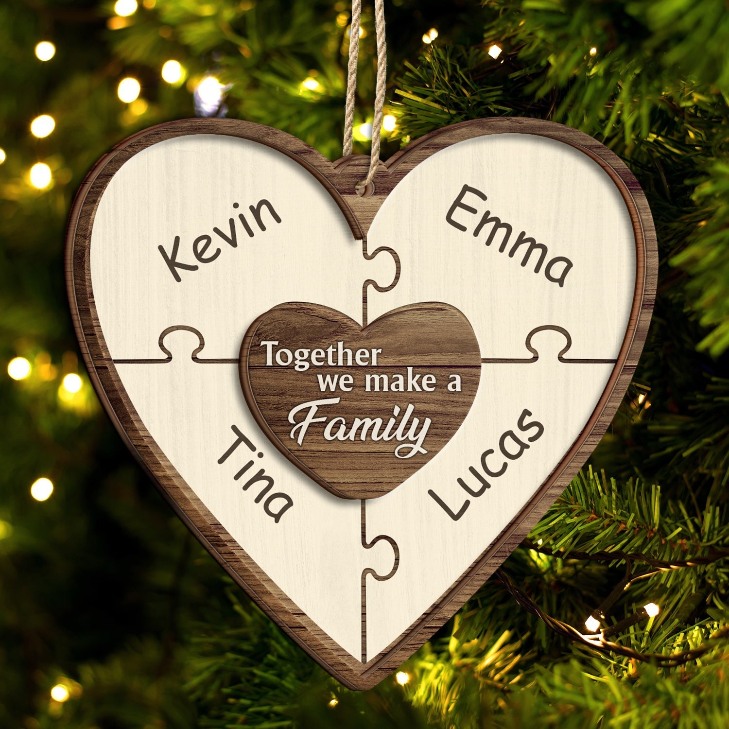 Personalized Family Puzzle Ornament for Family with personalized design details for meaningful gifting
