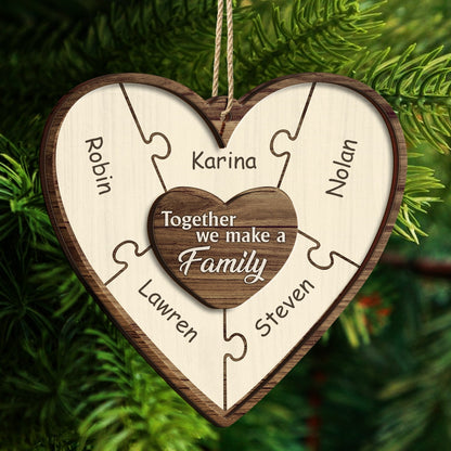 Wooden Ornament material and size view - Personalized Family Puzzle Ornament