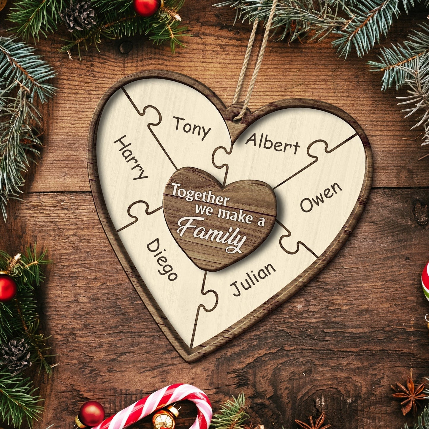 Wooden Ornament gift-ready design for Family