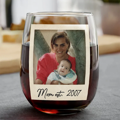 Custom Photo Mom & Dad EST - Personalized Combo Wine & Whiskey Glass