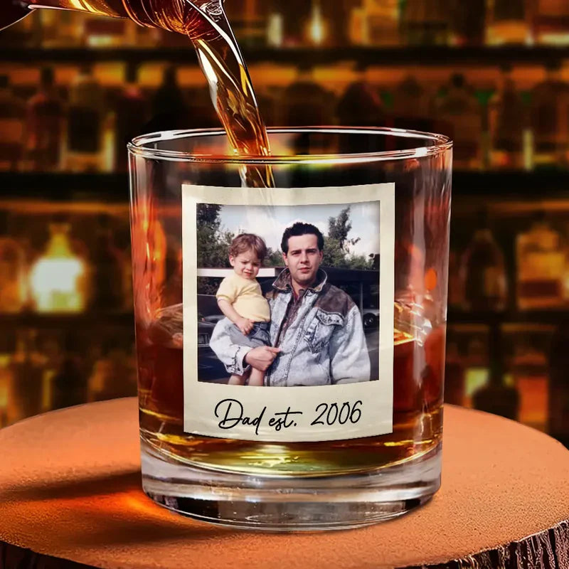 Custom Photo Mom & Dad EST - Personalized Combo Wine & Whiskey Glass