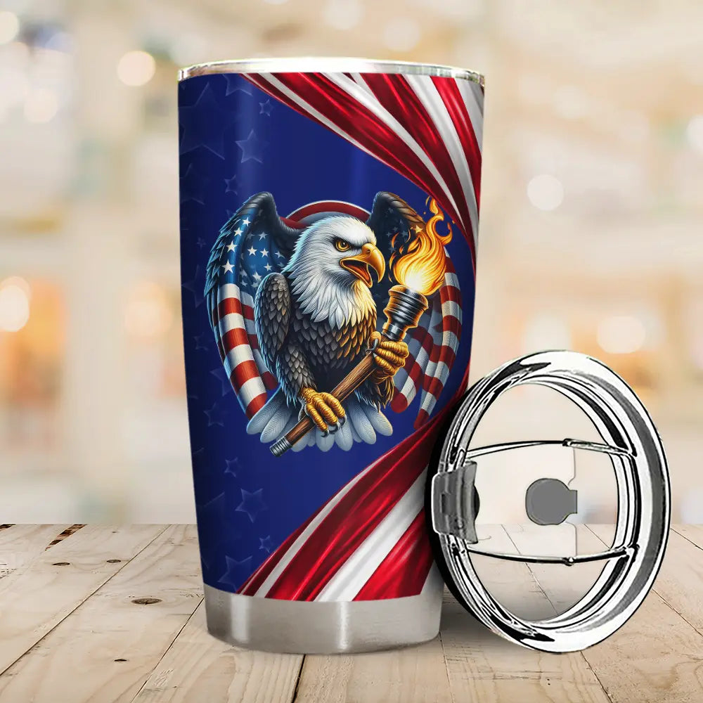 Custom America 250Th Anniversary Patriotic Eagle Tumbler personalization view for Military / Veteran