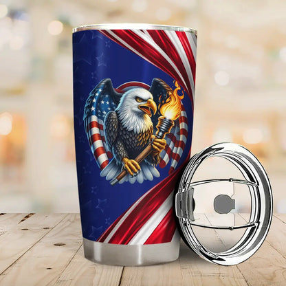 Custom America 250Th Anniversary Patriotic Eagle Tumbler personalization view for Military / Veteran