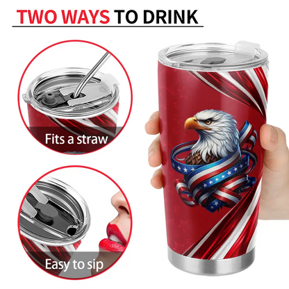 Tumbler material and size view - Custom America 250Th Anniversary Patriotic Eagle Tumbler