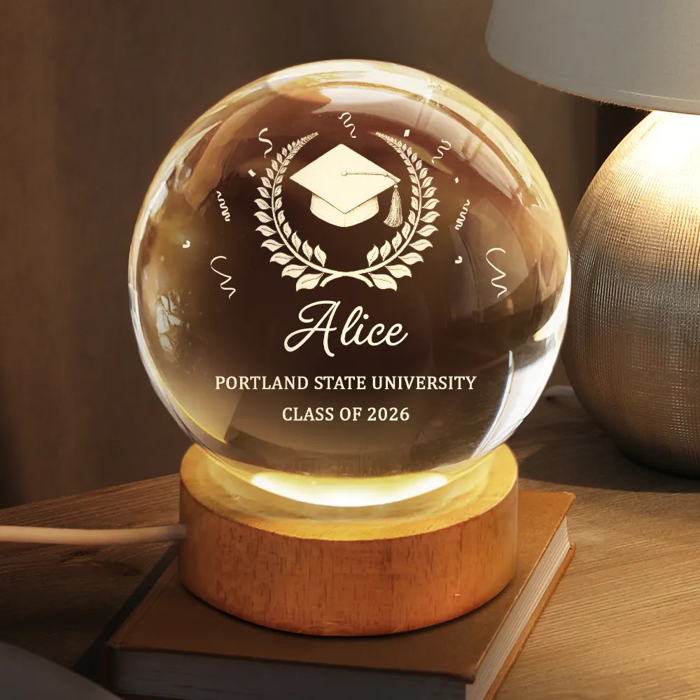 Congratulations Graduate - Personalized Crystal Ball Lamp