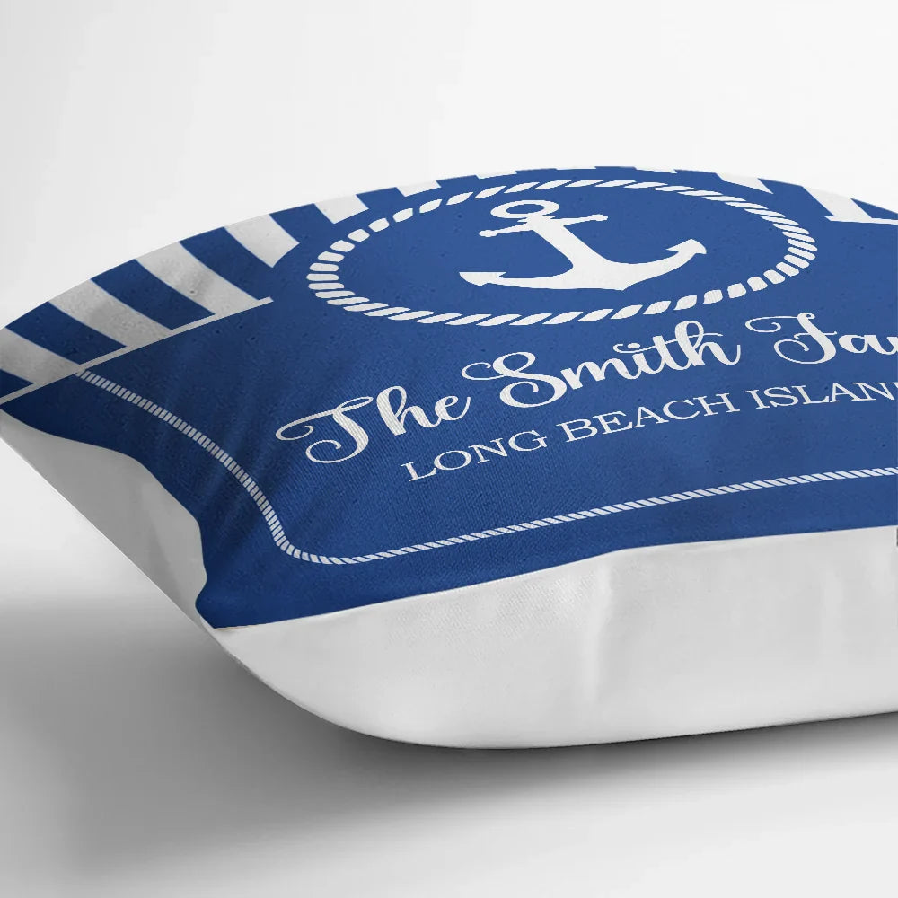 Custom Coastal Throw Pillow personalization view for Family
